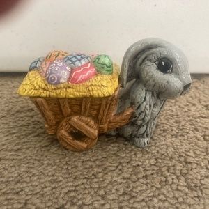 Handmade Ceramic Easter Bunny with cart